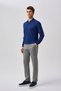 Light Navy Blue Regular Fit Wool Zippered Polo Collar Knitwear - 2