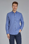 Navy Blue Regular Fit Cotton Patterned Pasha Collar Square Collar Shirt - 5