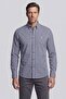 Long Sleeve Pasha Collar Pocketless Men's Shirt Navy Blue