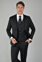 Gray Wool Buttoned Swallow Collar Double Slit 6 Drop Suit - 5