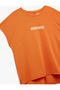 Crew Neck Printed Sleeveless Sports T-Shirt with Slit Detail - 4