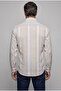 Brown Regular Fit Linen Pocketless Long Pasha Collar Shirt - 2