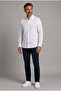 White Regular Fit Linen Pocketless Pascha Collar Shirt - 5