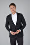 Black Wool Buttoned Comfort Mono Collar Double Slit 6 Drop Jacket - 5