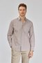 Sports Collar Long Sleeve Regular Fit Striped Light Brown Men's Shirt