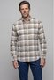 Beige Regular Fit Cotton Plaid Shirt
