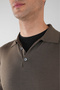 Khaki Wool Buttoned Polo Collar Knitwear - 3