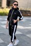 Girl's Scuba Potential Thick Striped Hooded Diving Fabric Tracksuit Set Esf7025 - 5
