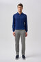 Light Navy Blue Regular Fit Wool Zippered Polo Collar Knitwear