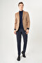 Camel Modern Fit Cashmere Buttoned Mono Collar Double Slit Jacket - 4