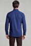 Long Sleeve Sport Collar Single Pocket Shirt Navy Blue - 2