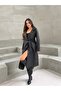 Belted Premium Faux Leather Double-Breasted Collared Belted Long Trench Coat