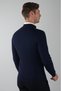 Navy Blue Half Fisherman Zippered Full Jacquard Wool Men's Knitwear - 2