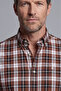 Brown Slim Fit Regular Cotton Pasha Collar Plaid Shirt - 3