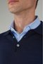 Navy Blue Wool Buttoned Polo Collar Knitwear - 3
