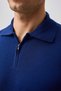 Light Navy Blue Regular Fit Wool Zippered Polo Collar Knitwear - 4