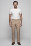 Beige Linen Viscose Mixed Sports Trousers with Pockets