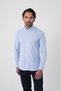 Blue Regular Fit Cotton Pocketless Long Pasha Collar Shirt - 2
