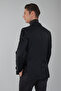 Black Wool Buttoned Comfort Woven Mono Collar Double Slit 6 Drop Blazer Jacket - 2