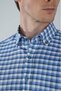 Long Sleeve Pasha Collar Pocketless Blue Cotton Men's Shirt - 3