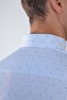 Short Sleeve Pasha Collar Single Pocket Cotton Blue Men's Shirt - 5