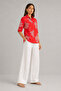 Red Chain Sleeve Folded Linen Shirt - 3
