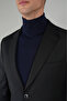 Black Mono Collar Double Slit 6 Drop Jacket Suit - 4