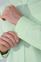 Long Sleeve Pocketless Green Cotton Men's Shirt - 4