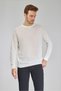 Ecru Cotton Long Crew Neck Knitwear - 2