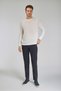 Ecru Cotton Long Crew Neck Knitwear