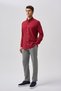 Burgundy Regular Fit Cotton Pocketless Long Sleeve Shirt - 2