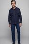 Navy Blue Regular Fit Cotton Pocketed Long Snap Fastener Flannel Lapel Collar Double Shirt - 5