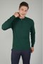 Green Regular Fit Wool Half Turtleneck Zipper Detailed Jacquard Knitwear