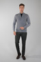 Anthracite Half-Zip Full Jacquard Wool Men's Knitwear - 5