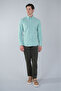 Long Sleeve Pasha Collar Pocketless Green Cotton Men's Shirt - 5
