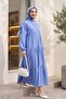 Dress with Partial Button Detail - Blue