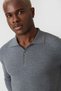 Men's Polo Collar Buttoned Knitwear Gray - 3