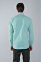 Long Sleeve Pasha Collar Pocketless Green Cotton Men's Shirt - 2
