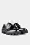 Black Leather Patent Leather Thick Sole Shoes