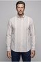 Brown Regular Fit Linen Pocketless Long Pasha Collar Shirt