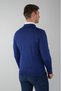 Indigo Regular Fit Wool Zippered Polo Collar Jacquard Knitwear - 2