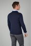 Navy Blue Wool Buttoned Polo Collar Knitwear - 2