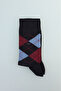 Navy Blue Patterned Bamboo Long Socks - 3