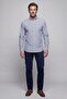 Navy Blue Regular Fit Cotton Pocketless Lapel Collar Long Shirt - 4