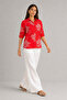 Red Chain Sleeve Folded Linen Shirt - 4