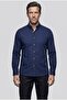 Navy Blue Regular Fit Cotton Pocketless Long Pasha Collar Shirt