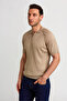 Regular Polo Collar Zippered Summer Knitwear Beige - 3