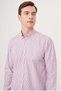 Regular Fit Long Sleeve Red Striped Sports Men's Shirt - 3