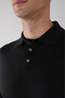 Black Wool Buttoned Polo Collar Knitwear - 3