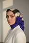 100% Twill Silk Scarf 90X90 Striped Baroque Detailed Hand Stitched Women's Scarf - 2